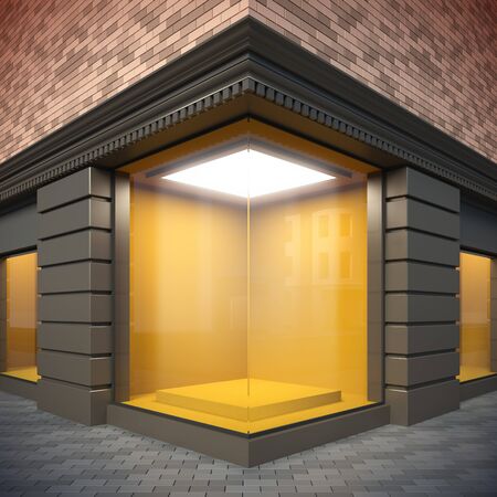 A 3d illustration of blank template corner showcase.の写真素材