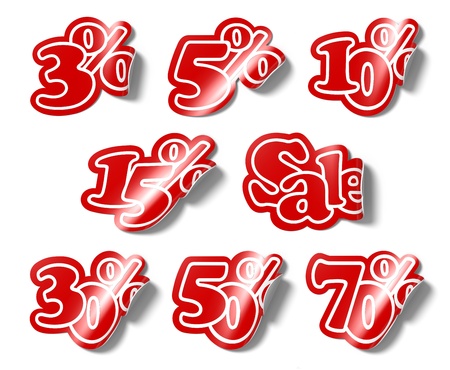 A 3d illustration set template of various stickers percent for sale.の写真素材