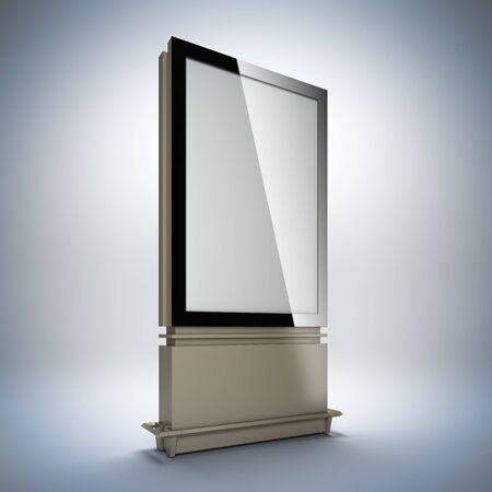 Blank vertical billboard. 3D illustration of blank template layout empty metal billboard with black frame.の写真素材