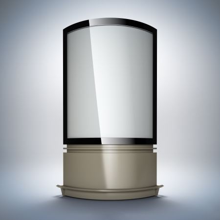 Vertical empty billboard. A 3d illustration blank template layout of curved advertising stand.の写真素材