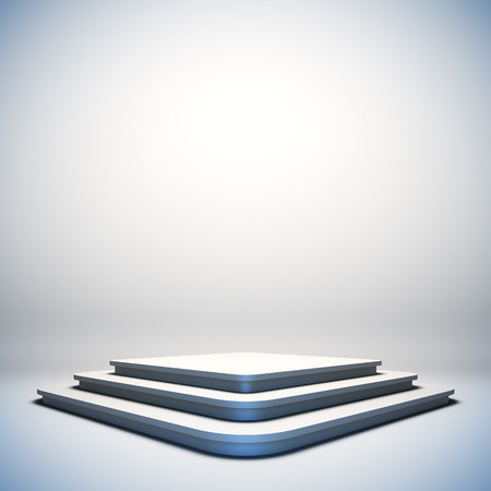 Mock up of blank template layout white empty stage. 3d render illustration. Copy space to place your text, object,の写真素材