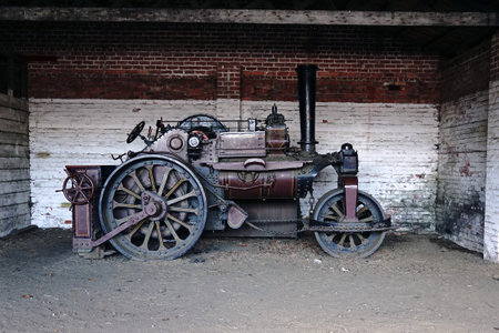 Vintage steam roller at the Ulster Folk Museum. Cultra, Northern Ireland, 16.10.2019