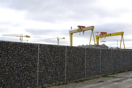 Harland and Wolf Shipyard cranes. October 2018, Belfast, Northern Ireland