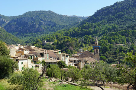 View of picturesque mountain village Valldemossa. Majorca, Balearic Islands, Spainの写真素材