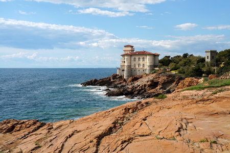Boccale Castle on the cliff of Calafuria Coast, Tuscany, Italy 15.05.2023のeditorial素材