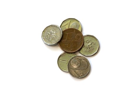 Czech crone coins, isolated on a white background