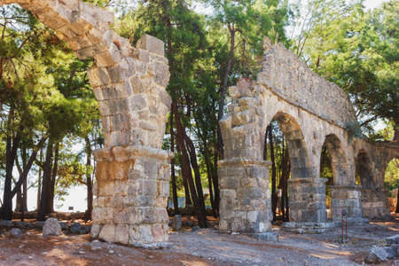 Ruins of ancient aqueduct at Phaselis, Turkey の写真素材