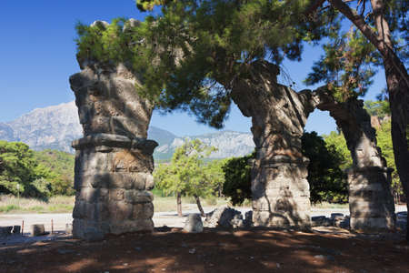Ruins of ancient aqueduct at Phaselis, Turkey の写真素材