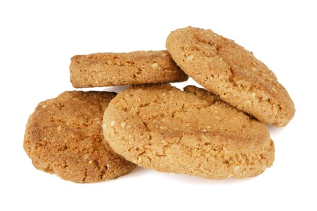 Oatmeal cookies on white background の写真素材