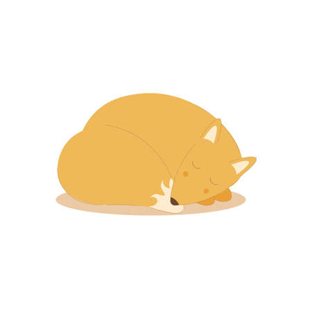 The cute fox animal is sleepingのイラスト素材