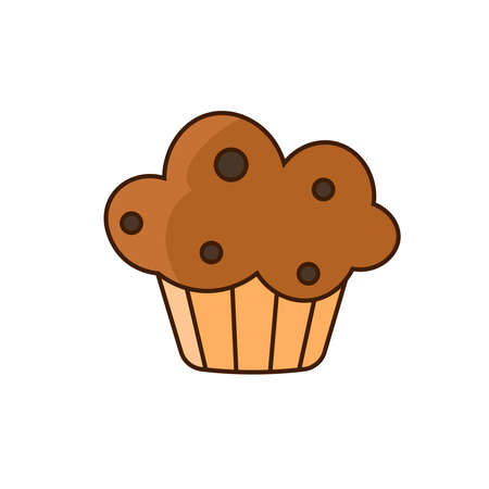 A muffin with chocolate for pins, stickers, and icons.のイラスト素材