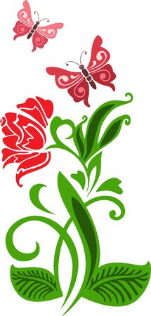 Red stylized flower on a white backgroundのイラスト素材