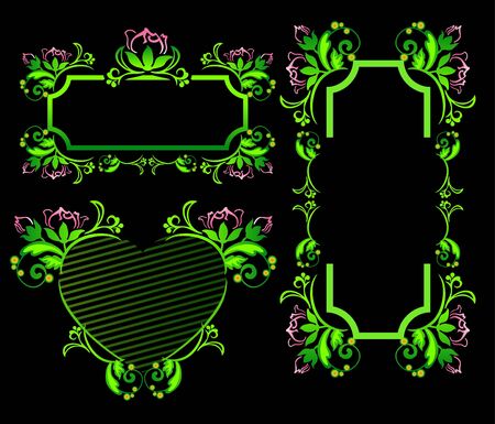 Floral frame on a black backgroundのイラスト素材