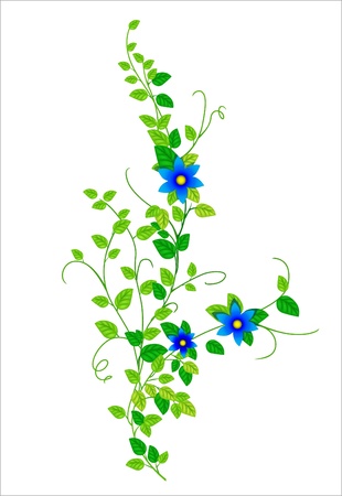 Illustration of branches with flowers on a white backgroundのイラスト素材