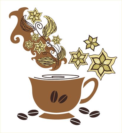 Stylized cup of coffee on a white backgroundのイラスト素材