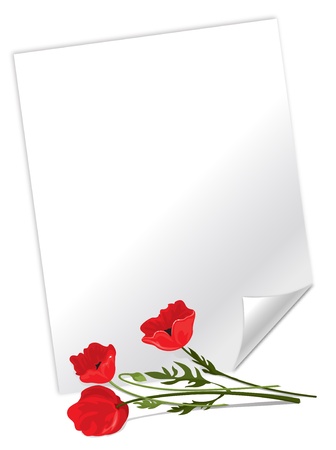 White sheet of paper with a bouquet of flowersのイラスト素材