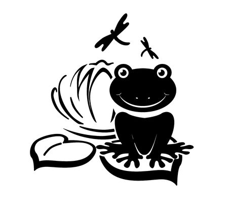 Silhouette of a frog on a lily padのイラスト素材