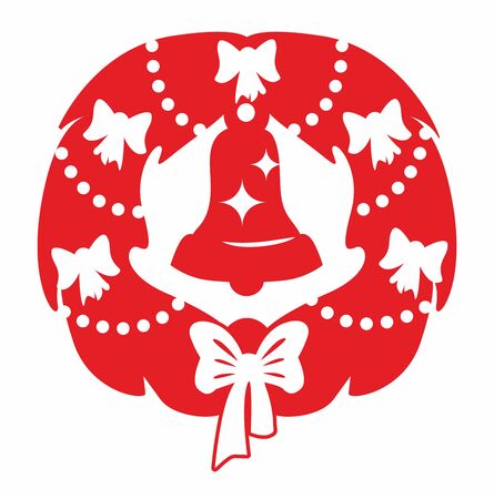 Red christmas wreath and bellのイラスト素材