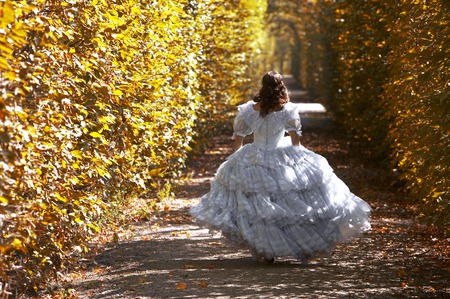 a young female dressed like the austrian Empress Elisabeth in fine monarchy syleの写真素材