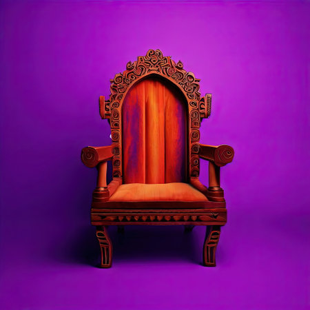 Vintage armchair on a purple background. 3d illustration.の素材
