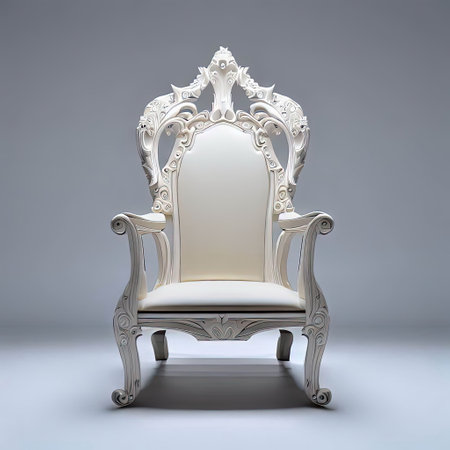 Classic white armchair on a gray background. 3d render illustrationの素材