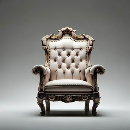 Luxury vintage armchair on a gray background. 3d renderingの素材