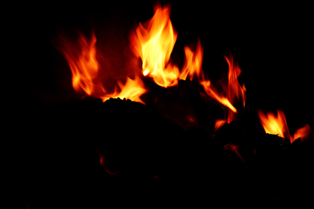 Burning fire at night.の写真素材