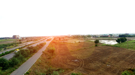 Highway elevated view in rural area the shot is taken using drone camera.のeditorial素材