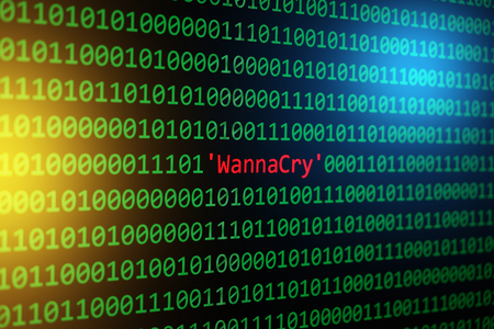 The WannaCry and Binary code, The WannaCrypt and RansomWare, Concept Security and Malware attack.の写真素材