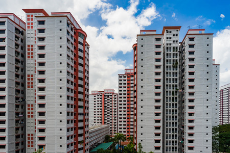 Singapore skyscrapers traditional Apartments, Singapore House on sunny day and cloud