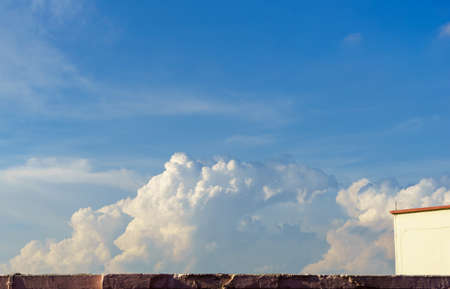 Beautiful sky and white cloud with copy space in the sunny dayの写真素材