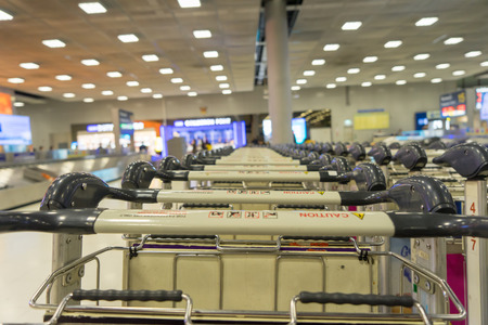 Bangkok, Thailand - January 6, 2018: Interior view of Arrival Hall at Suvarnabhumi International Airport, The biggest airport in Thailand, using for both Domestic flights and International flightsのeditorial素材