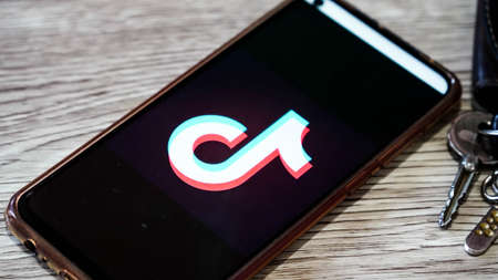 Jakarta, Indonesia-September 17th 2021: Tiktok apps on the phone Screen on September 17th 2021. in...