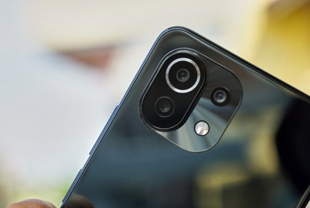 Jakarta, Indonesia - 1st December 2021: Xiaomi mi 11 lite smartphone illustrative editorial in selective focus.のeditorial素材