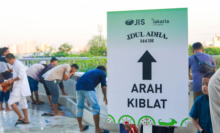 Jakarta, INDONESIA - July 14th, 2022 - Jakarta International stadium markers as board directions and...