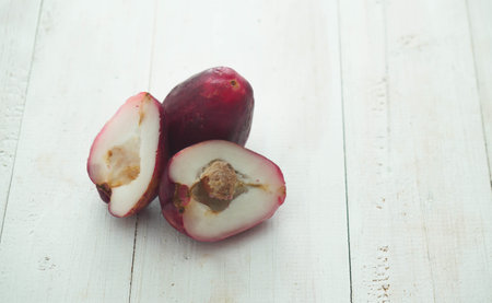 Rose apples or jambu air isolated on white background in selective focusの写真素材