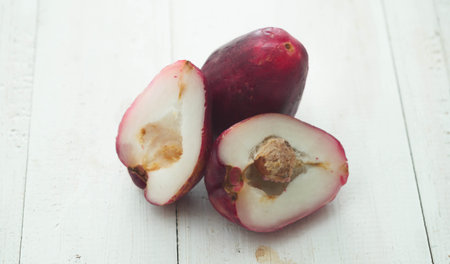 Rose apples or jambu air isolated on white background in selective focusの写真素材