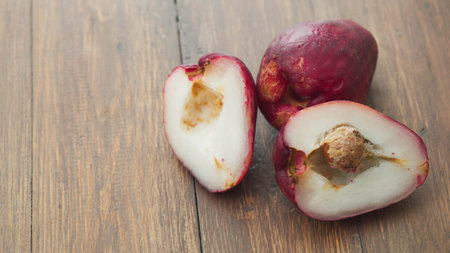 Rose apples or jambu air isolated on white background in selective focusの写真素材