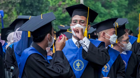 Bogor-INDONESIA, 17 July 2022. Graduation Photo Shoots of Bogor Aglicurture institute (Institut Pertanian Bogor / IPB) at Graha Widya Wisudaのeditorial素材