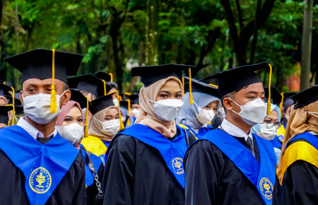 Bogor-INDONESIA, 17 July 2022. Graduation Photo Shoots of Bogor Aglicurture institute (Institut Pertanian Bogor / IPB) at Graha Widya Wisudaのeditorial素材