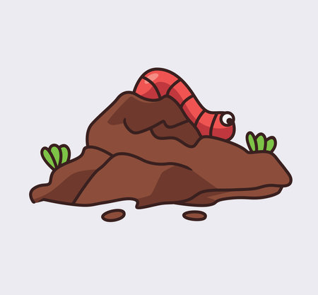 Earthworms are crawling cartoon illustrationのイラスト素材