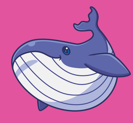 cute blue whale active. isolated cartoon animal illustration. Flat Style Sticker Icon Design Premium Logo vector. Mascot Characterのイラスト素材