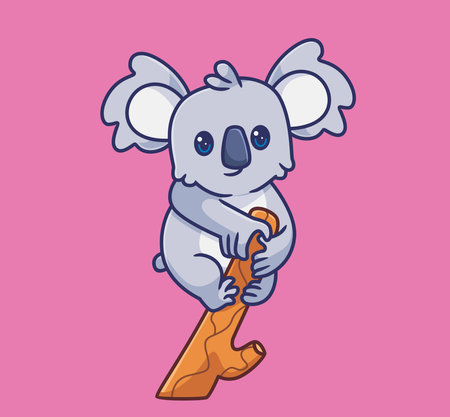 cute cartoon koala climbing tree. isolated cartoon animal illustration vectorのイラスト素材