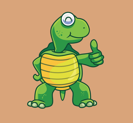 cute cartoon turtle give a thumb. isolated cartoon animal illustration vectorのイラスト素材