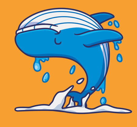 cute blue whale jump. isolated cartoon animal illustration. Flat Style Sticker Icon Design Premium Logo vector. Mascot Characterのイラスト素材