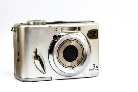 old compact camera on white backgroundの写真素材