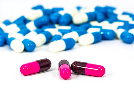 capsule of medicine on whitr backgroundの写真素材