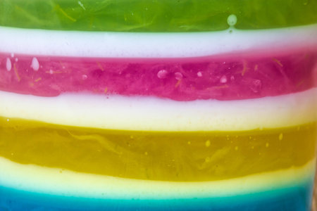 Colorful jelly in plastic cupsの写真素材