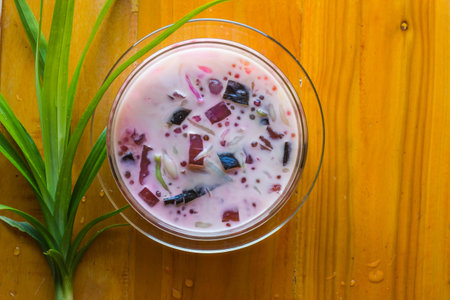 Mixed desserts in coconut milk.Thai desertの写真素材