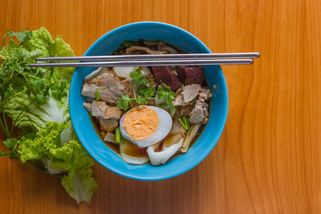 Noodle roll soup with pork ,chinese foodの写真素材